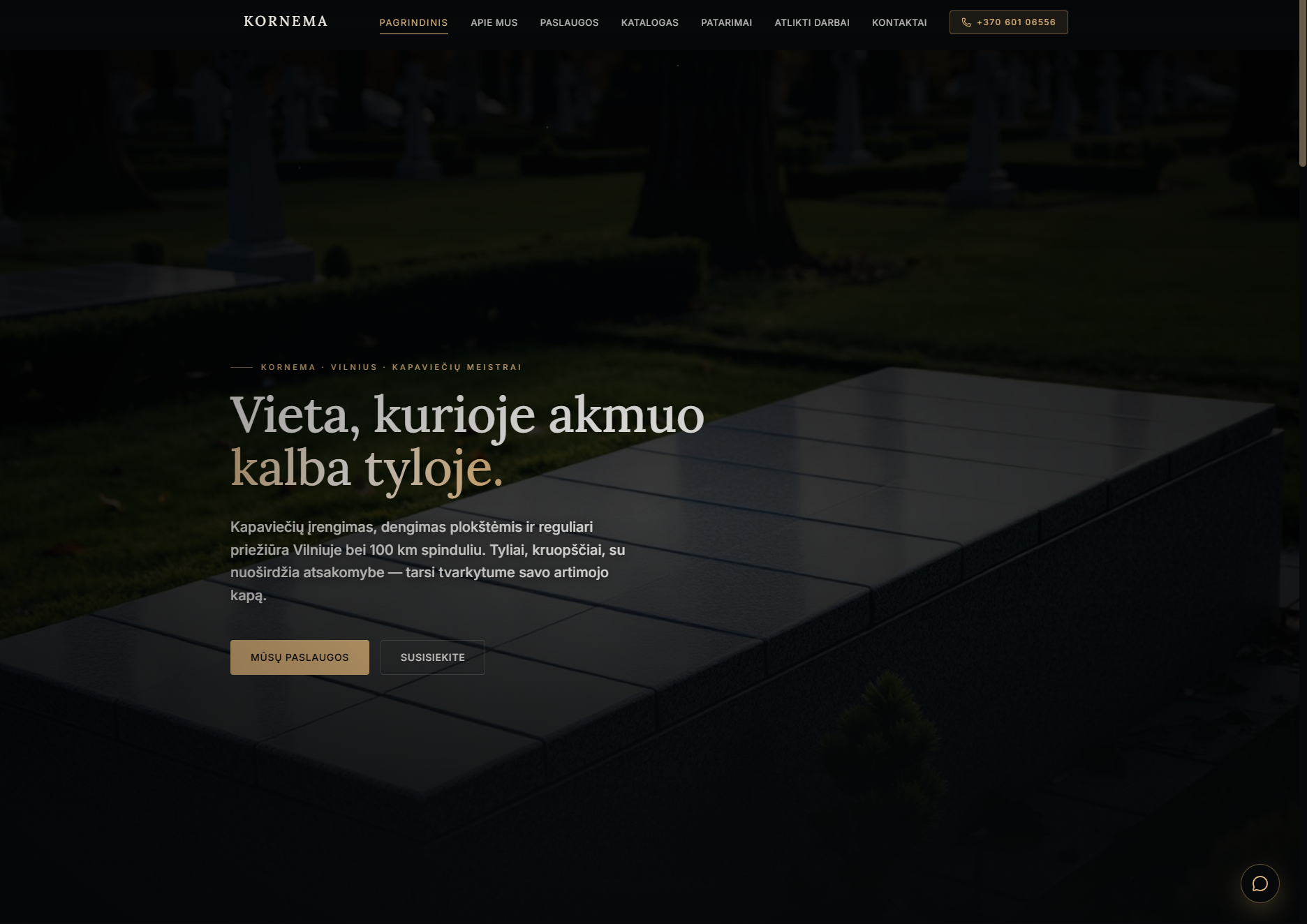 Kapaviečių tvarkymas Kornema ekrano vaizdas 1
